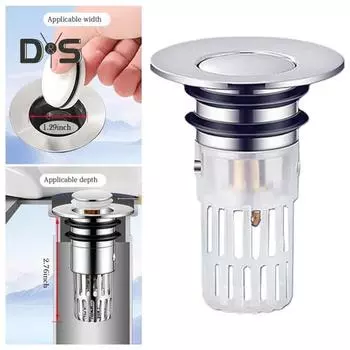 3 шт./компл. Фильтр для слива раковины в ванной комнате, универсальный, подходит для сбора волос, заглушка, механизм выдвижения, съемная корзина, аксессуары для слива раковины Sets