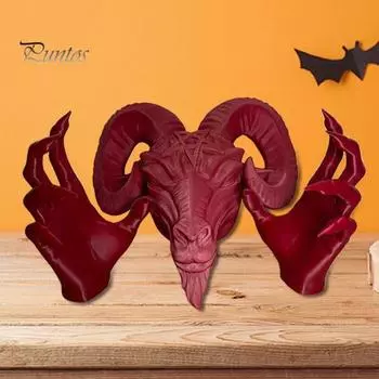 3 шт./компл. Голова овцы, настенное украшение для дома, офиса, гостиной, настенное искусство, жуткий дьявол, коза, призрак, рука, смоляная фигурка, статуя, скульптура, настенное украшение розовый