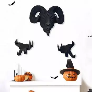 3 шт./компл. Голова овцы настенное украшение для дома, офиса, гостиной, настенное искусство, жуткое красный