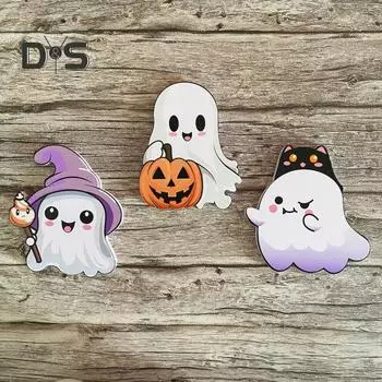 3 шт./компл. Хэллоуин Призрак Настольный Знак Жуткий Деревенский Деревянный Мультяшный Призрак Многоуровневый Поднос Украшения Настольный Мини Призрак Многоуровневый Поднос Орнамент 1 Set