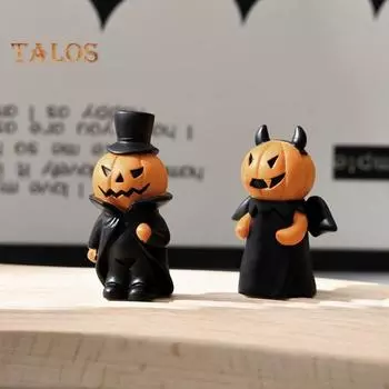 3 шт./компл. Хэллоуин тыква человек фигурка волшебник шляпа цилиндр дьявол тыква смоляная статуэтка скульптура домашний офис книжная полка настольное украшение вечеринка Sets