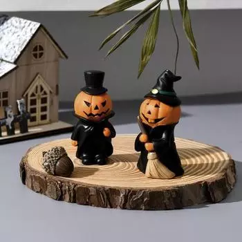 3 шт./компл. Хэллоуин тыква человек фигурка волшебник шляпа цилиндр дьявол тыква смоляная статуэтка скульптура домашний офис книжная полка настольное украшение вечеринка Sets