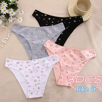 3 шт./компл. хлопковые бесшовные трусики для женщин с жаккардовым узором, женские трусики, нижнее белье, женские трусы, однотонные интимные трусики для женщин S