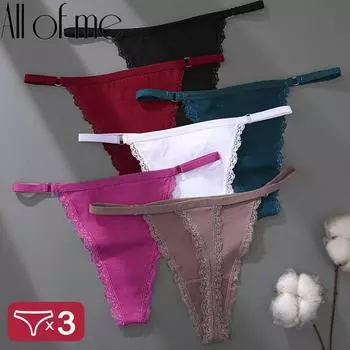 3 шт./компл. хлопковые трусики, кружевные стринги, женское нижнее белье, сексуальное нижнее белье для женщин, трусики, женские стринги с Т-образной спинкой, кружевные трусики с цветочным принтом S