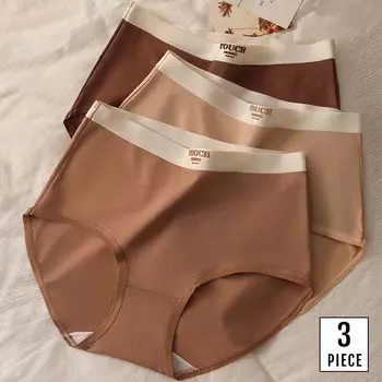 3 шт./компл. хлопковые трусики с высокой талией для женщин, бесшовные трусики больших размеров, сексуальное нижнее белье M