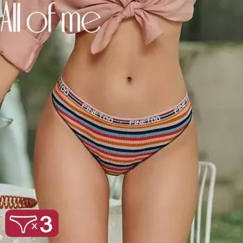 3 шт./компл., хлопковые трусы, трусы для женщин, сексуальное нижнее белье в полоску с низкой посадкой, S-XL, бесшовные трусики, красочное женское нижнее белье S