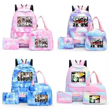 3 шт./компл. холст аниме Наруто рюкзак обратно в школу рюкзак для девочек сумка для обеда чехол для ручки рюкзак студенческий рюкзак Mochila