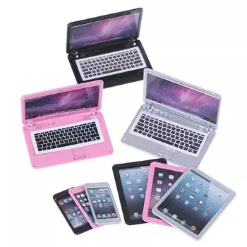 3 шт./компл., имитация мини-ноутбука, планшета, сотового телефона, кукольный домик, миниатюра 1:12 поделок из сплава, декор кукольного домика, аксессуары своими руками розовый