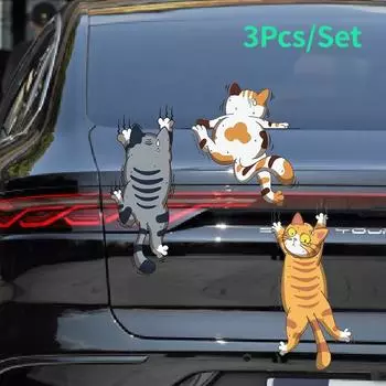 3 шт./компл., индивидуальные забавные забавные домашние кошки, автомобильные царапины, белые наклейки для автомобилей с кошками, наклейки на тело, царапины