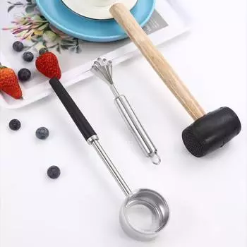 3 шт./компл., инструменты для открывания кокосов, пищевой класс, набор для разбивания кокосов из нержавеющей стали, инструмент для извлечения мяса из кокосовой воды 1 Set