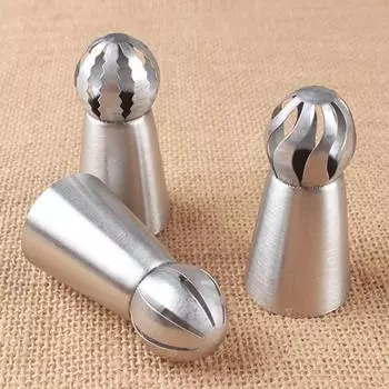 3 шт./компл. из нержавеющей стали, сфера для кексов, шарообразная форма, насадки для глазури, инструмент для украшения торта, носик для кондитерского крема для выпечки своими руками