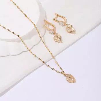 3 шт./компл. изящные серьги с крыльями из кубического циркония, висячие серьги, комплекты ювелирных изделий для женщин, свадебные аксессуары с ожерельем из нержавеющей стали золотой