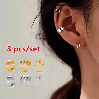 3 шт./компл. изысканный зажим для ушей без серег с пирсингом для женщин золотой
