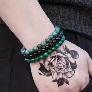 3 шт./компл. каменный браслет три в одном очаровательная эластичная веревка натурального синего золота тигровый глаз H