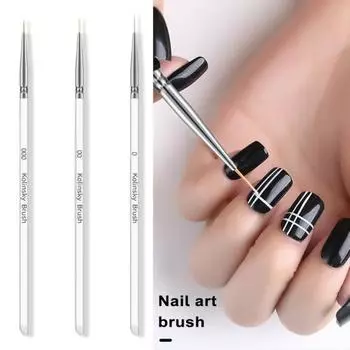 3 шт./компл. кисти для дизайна ногтей, тонкая кисть для подводки, противоскользящая ручка, мягкая щетина, портативные легкие кисти для полосатого дизайна ногтей, тонкая кисть для ногтей 1 Set