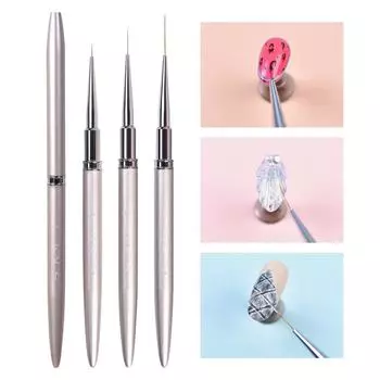 3 шт./компл. Колинский соболь для дизайна ногтей, УФ-гель-лайнер, кисть для рисования, шампанское, ультратонкая полосатая подводка, сетка, ручка для рисования, маникюрный инструмент