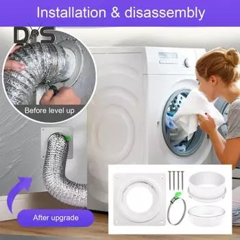 3 шт./компл. Комплект для подключения вентиляционного отверстия сушилки, вытяжной вентилятор, простая установка и снятие, комплект для настенного вентиляционного воздуховода, защелкивающийся соединитель, настенная пластина-адаптер A