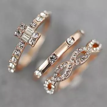 3 шт./компл. комплект колец декоративный минималистский отличительный индивидуальный набор колец на палец для повседневного ношения US 9 розового золота