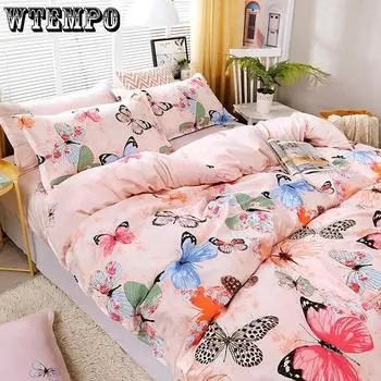 3 шт./компл. комплект пододеяльников, детский чехол, пододеяльник, плоский лист, хлопковый комплект постельного белья с принтом бабочки 2 Pcs AU Single