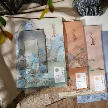 3 шт./компл., конверты в китайском стиле в стиле ретро, эстетический пейзаж, горы, бумажные конверты, 2024, новогодние канцелярские принадлежности, студенческие конверты