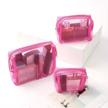 3 шт./компл. косметичка для мытья, косметичка-органайзер, портативная сумка для хранения, дорожная косметичка с розовой сеткой, косметичка на молнии для женщин