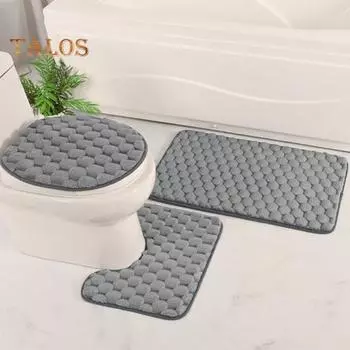 3 шт./компл. коврик для пола в ванную комнату, нескользящий, суперабсорбирующий, 3D, утолщенный, стеганый, осенне-зимний, теплоизоляционный, напольный ковер, чехол для унитаза кофейный