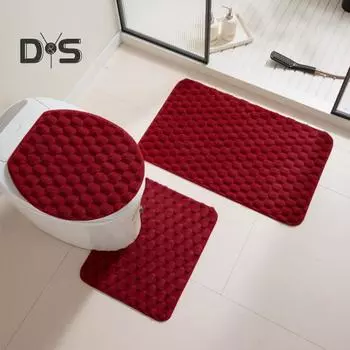 3 шт./компл. коврик для пола в ванную комнату, нескользящий, суперабсорбирующий, 3D, утолщенный, стеганый, осенне-зимний, теплоизоляционный, напольный ковер, чехол для унитаза белый
