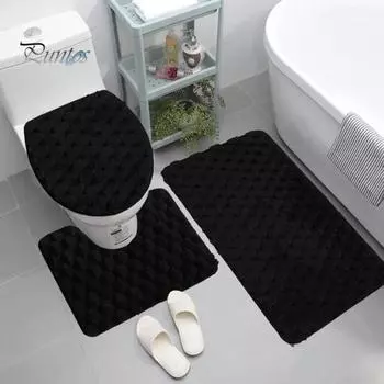 3 шт./компл. коврик для пола в ванную комнату, нескользящий, суперабсорбирующий, 3D, утолщенный, стеганый, осенне-зимний, теплоизоляционный, напольный ковер, чехол для унитаза белый