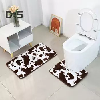 3 шт./компл. коврик для пола в ванную комнату, нескользящий, суперабсорбирующий, коровий цвет, утолщенный, стеганый, осенне-зимний, теплоизоляционный, напольный ковер, чехол для унитаза 1 Set чёрный