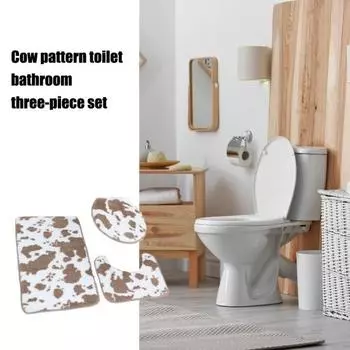 3 шт./компл. коврик для ванной комнаты нескользящий суперабсорбирующий коровий цвет утолщенный стеганый чёрный