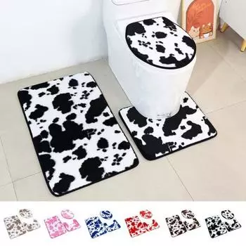 3 шт./компл. коврик для ванной комнаты нескользящий суперабсорбирующий коровий цвет утолщенный стеганый осень чёрный