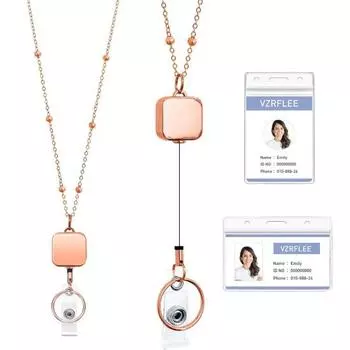 3 шт./компл. красочный учительский шнурок с выдвижной катушкой держатели для карт женский деревянный бисерный держатель для удостоверения личности розового золота