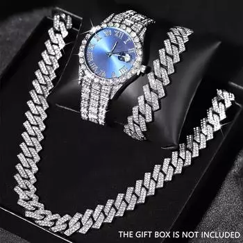 3 шт./компл. Круглые кварцевые часы со стразами, ремешок из сплава, корпус из сплава с указателем и серебристый браслет, ожерелье, подарок для женщин