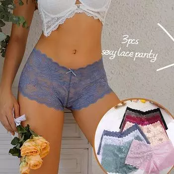 3 шт./компл. кружевные трусики для женщин, нижнее белье, бесшовные, с вырезами, сексуальные прозрачные женские брюки, дышащее интимное белье S