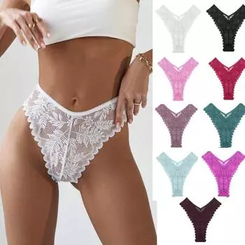 3 шт./компл. кружевные трусики с низкой посадкой для женщин, бразильское нижнее белье с цветочным принтом для девочек, сексуальные трусы с Т-образной спинкой, женское нижнее белье S-XL S&3Pcs
