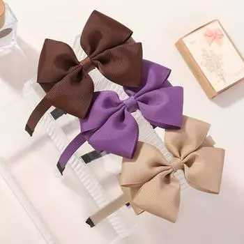3 шт./компл. Лента Повязка на голову Ручной работы Банты для волос Повязки на голову для маленьких девочек Милый бантик Однотонный Новый головной убор Детские аксессуары для волос