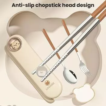 3 шт./компл. ложка из нержавеющей стали, вилка, палочки для еды с коробкой для хранения, пищевая посудомоечная машина, безопасная дорожная посуда для пикника, кухонная утварь, набор столовых приборов A