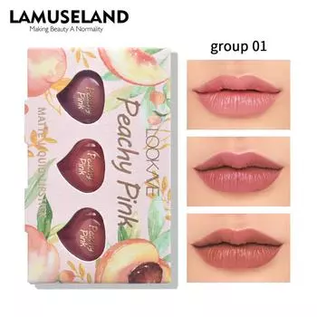 3 шт./компл. матовый блеск для губ в форме сочного персика, водостойкая жидкая помада 3,5 г x 3 шт.