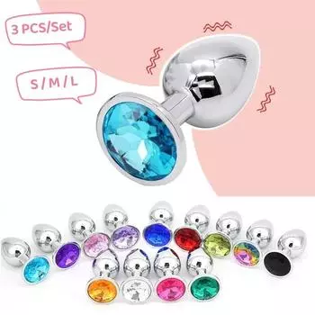 3 шт./компл. металлическая анальная пробка анальная стимуляция нержавеющая сталь анальная пробка секс-игрушки для женщин/мужчин/пар мастурбатор взрослые игры S/M/L Red - 3 Pcs
