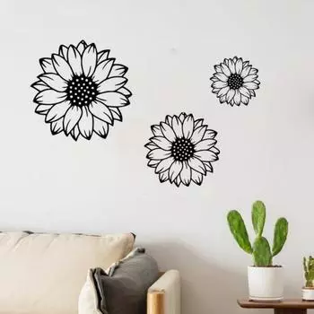 3 шт./компл. металлический подсолнух настенное украшение железное искусство ванная комната гостиная настенное искусство черный полый цветок подвесной декор для дома и офиса принадлежности