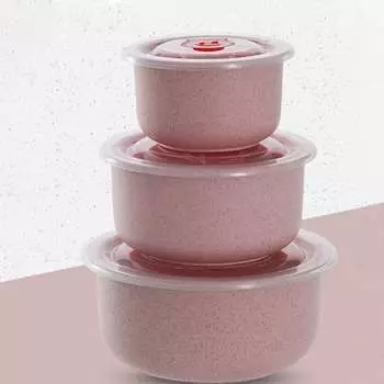 3 шт./компл., миска для пшеничного обеда, круглая коробка для обеда с крышкой, герметичная миска для микроволновой печи, ящик для хранения кухонных принадлежностей