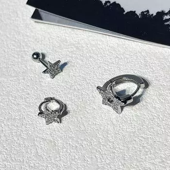 3 шт./компл. модные серьги-гвоздики с пентаграммой из циркония для женщин и девочек, серьги-кольца в стиле панк-крутые со звездами, милые эстетичные украшения, подарок на вечеринку A7