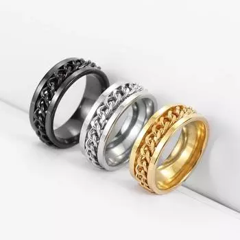 3 шт./компл. модные ювелирные изделия из нержавеющей стали, кольца-цепочки 6