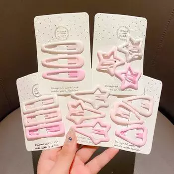3 шт./компл. модные заколки для волос розового цвета с геометрическими звездами для девочек, милые заколки для волос, женские аксессуары для волос