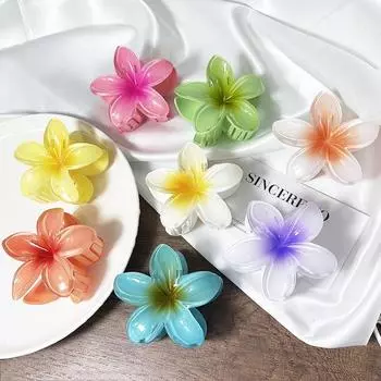 3 шт./компл. модный градиентный цветок акулий коготь элегантный акриловый большой зажим для волос краб для женщин конский хвост аксессуары для волос пляжный зажим гагат