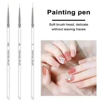 3 шт./компл. мягкие кисти для ногтей, противоскользящая тонкая кисть для подводки, художественная ручка, щетина, портативный легкий вес