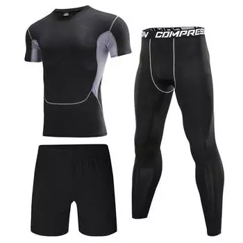 3 шт./компл. мужской компрессионный костюм для спортзала и фитнеса, одежда для бега, бега, тренировки, колготки, спортивный костюм, спортивная одежда S