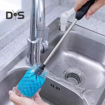 3 шт./компл. Набор щеток для мытья бутылок с длинной ручкой, мягкая щетина, узкая щетка для мытья бутылок, скребок для чашек, набор щеток-соломинок, инструмент для чистки бутылок синий