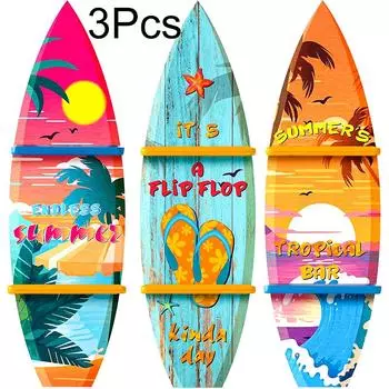 3 шт./компл. Настенная полка Летняя Деревянная Для Любителей Серфинга Декор Полки Гостиная Настенная Подвесная Стойка для Хранения Кафе
