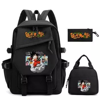 3 шт./компл., нейлоновый рюкзак Dragon Ball с сумкой для обеда для девочек и мальчиков, школьный рюкзак для мужчин и женщин, дорожная сумка для отдыха, Mochila